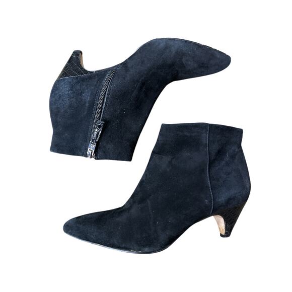 Women’s Sam Edelman Black Zip Up Suede Kinzey Ankle Kitten Heeled Booties Size 7 - Picture 5 of 7